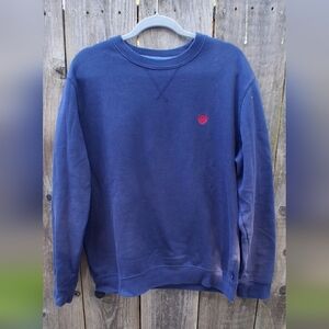Chaps Blue Crewneck Sweater with Ribbed Cuffs